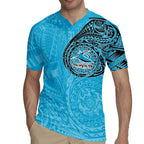 Personalized Cronulla Sutherland Sharks Rugby Jersey Polynesian Tribal Chest and Sleeve Tattoo