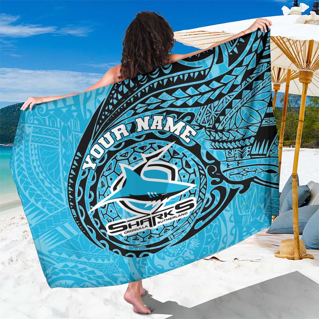 Personalized Cronulla Sutherland Sharks Sarong Polynesian Tribal Chest and Sleeve Tattoo