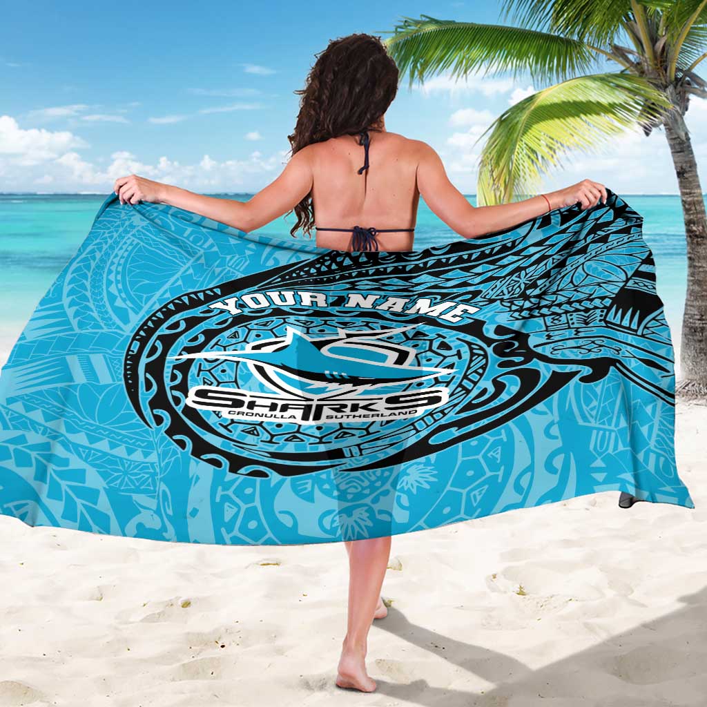 Personalized Cronulla Sutherland Sharks Sarong Polynesian Tribal Chest and Sleeve Tattoo