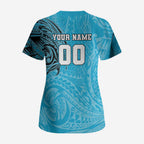 Personalized Cronulla Sutherland Sharks Scrub Top Polynesian Tribal Chest and Sleeve Tattoo