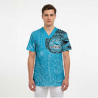 Personalized Cronulla Sutherland Sharks Scrub Top Polynesian Tribal Chest and Sleeve Tattoo
