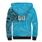Personalized Cronulla Sutherland Sharks Sherpa Hoodie Polynesian Tribal Chest and Sleeve Tattoo