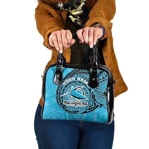 Personalized Cronulla Sutherland Sharks Shoulder Handbag Polynesian Tribal Chest and Sleeve Tattoo