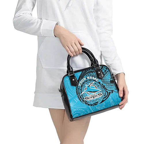 Personalized Cronulla Sutherland Sharks Shoulder Handbag Polynesian Tribal Chest and Sleeve Tattoo