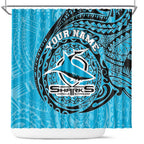 Personalized Cronulla Sutherland Sharks Shower Curtain Polynesian Tribal Chest and Sleeve Tattoo