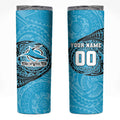 Personalized Cronulla Sutherland Sharks Skinny Tumbler Polynesian Tribal Chest and Sleeve Tattoo