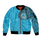 Personalized Cronulla Sutherland Sharks Sleeve Zip Bomber Jacket Polynesian Tribal Chest and Sleeve Tattoo