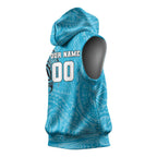 Personalized Cronulla Sutherland Sharks Sleeveless Hoodie Polynesian Tribal Chest and Sleeve Tattoo