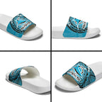 Personalized Cronulla Sutherland Sharks Slide Sandals Polynesian Tribal Chest and Sleeve Tattoo