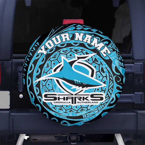 Personalized Cronulla Sutherland Sharks Spare Tire Cover Polynesian Tribal Chest and Sleeve Tattoo