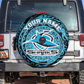 Personalized Cronulla Sutherland Sharks Spare Tire Cover Polynesian Tribal Chest and Sleeve Tattoo