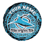 Personalized Cronulla Sutherland Sharks Spare Tire Cover Polynesian Tribal Chest and Sleeve Tattoo