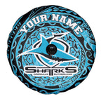 Personalized Cronulla Sutherland Sharks Spare Tire Cover Polynesian Tribal Chest and Sleeve Tattoo