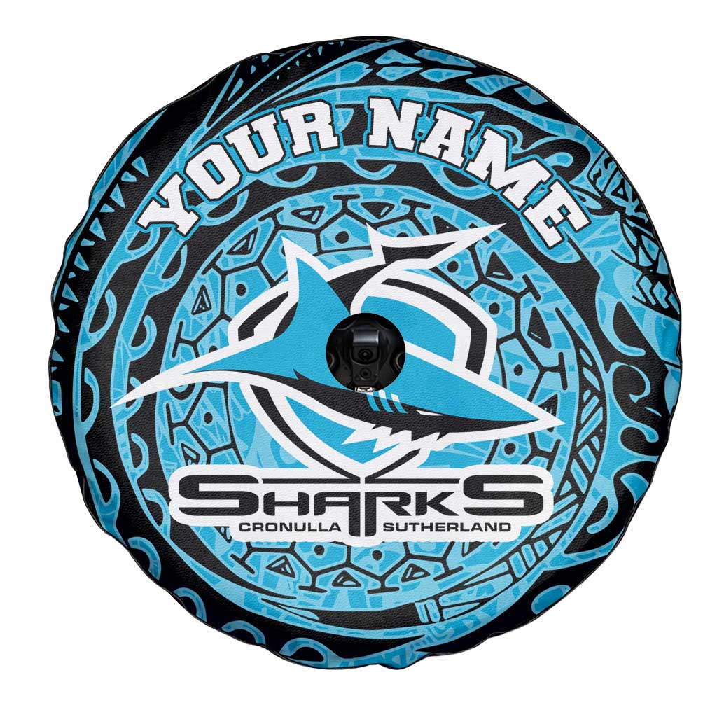 Personalized Cronulla Sutherland Sharks Spare Tire Cover Polynesian Tribal Chest and Sleeve Tattoo