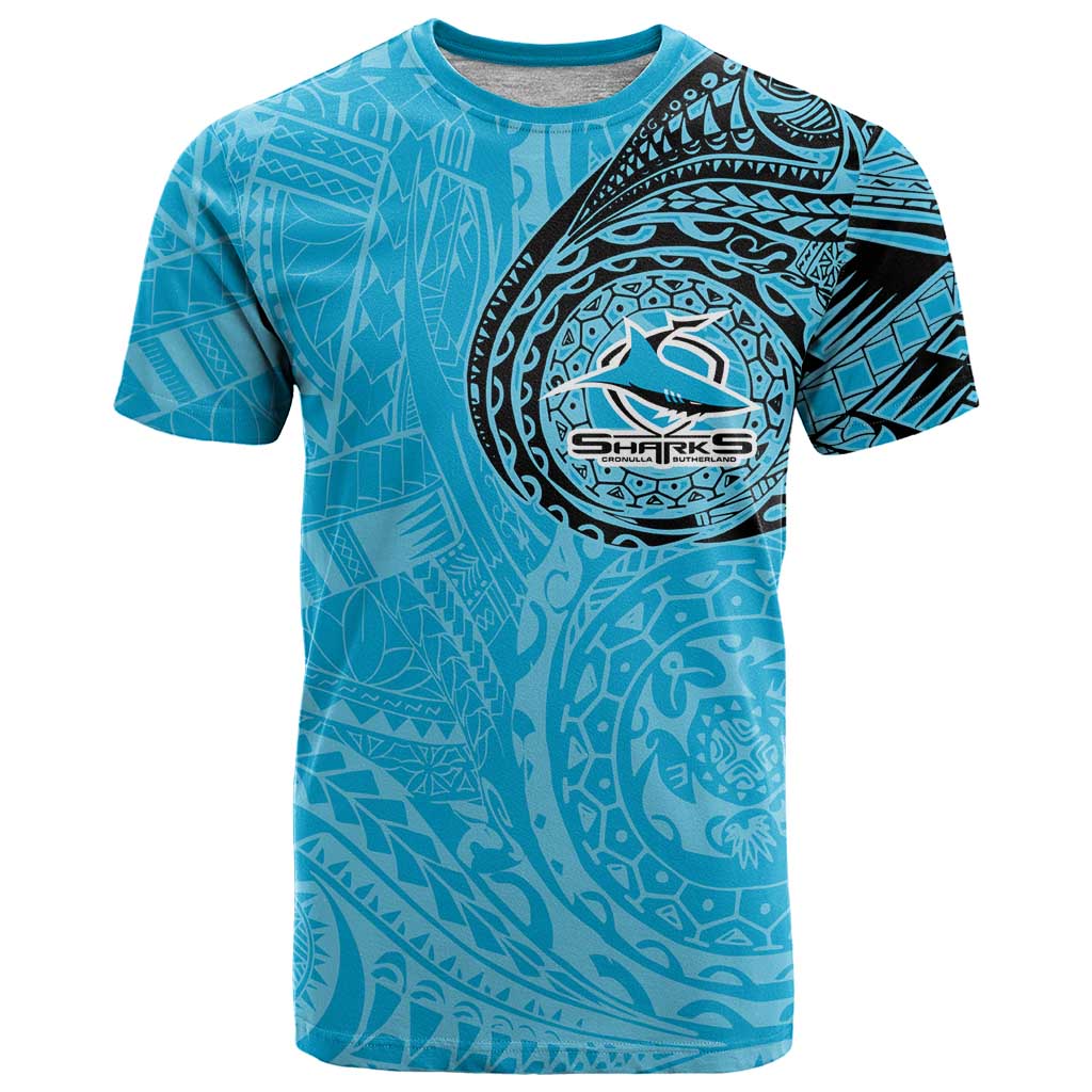 Personalized Cronulla Sutherland Sharks T Shirt Polynesian Tribal Chest and Sleeve Tattoo