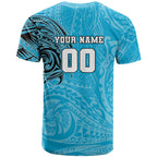 Personalized Cronulla Sutherland Sharks T Shirt Polynesian Tribal Chest and Sleeve Tattoo