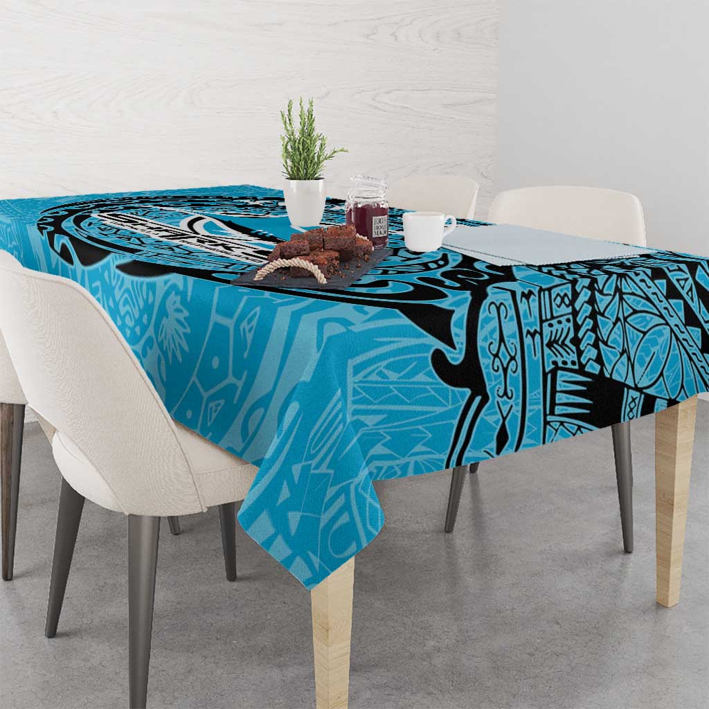 Personalized Cronulla Sutherland Sharks Tablecloth Polynesian Tribal Chest and Sleeve Tattoo