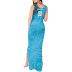 Personalized Cronulla Sutherland Sharks Tank Maxi Dress Polynesian Tribal Chest and Sleeve Tattoo