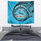 Personalized Cronulla Sutherland Sharks Tapestry Polynesian Tribal Chest and Sleeve Tattoo
