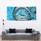 Personalized Cronulla Sutherland Sharks Tapestry Polynesian Tribal Chest and Sleeve Tattoo