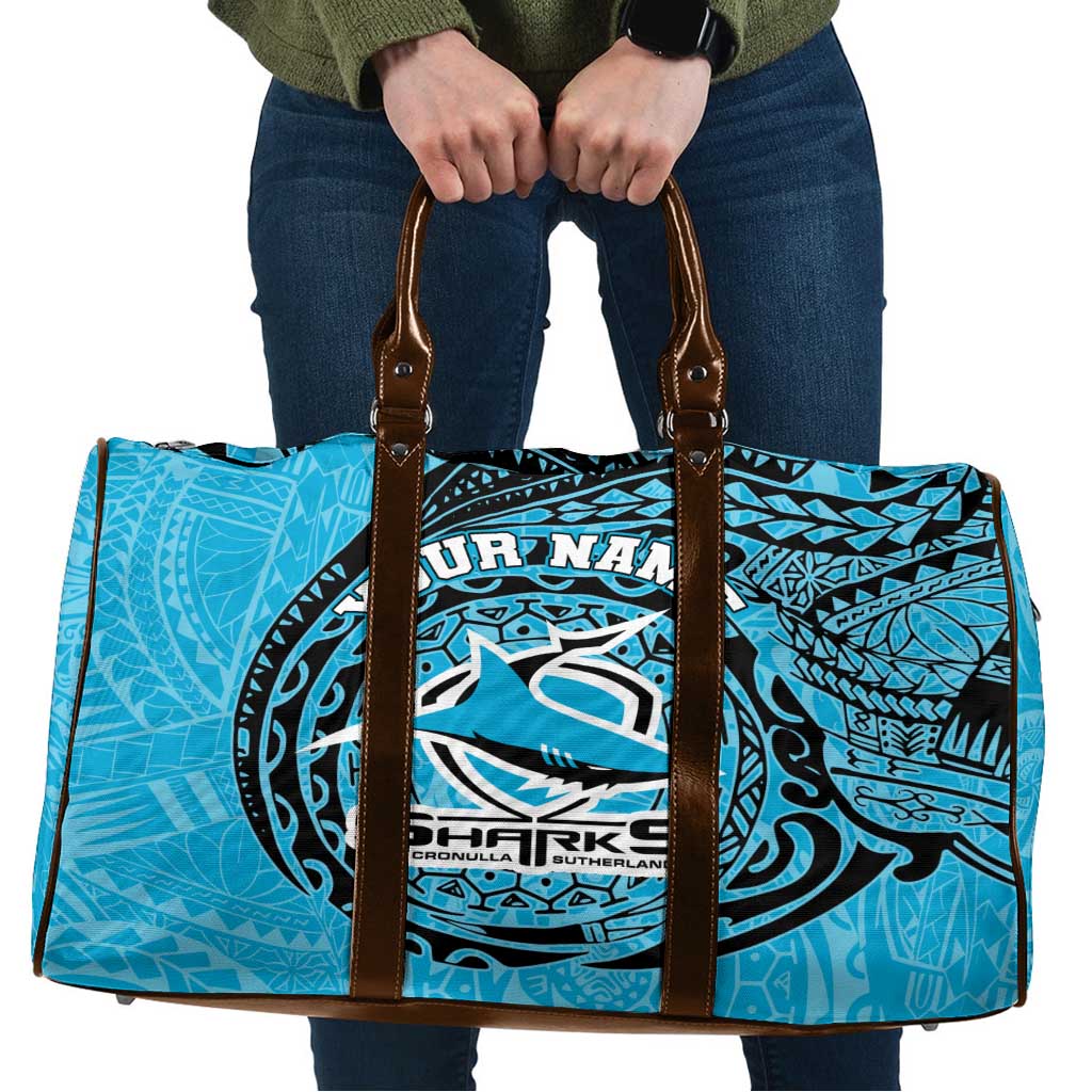 Personalized Cronulla Sutherland Sharks Travel Bag Polynesian Tribal Chest and Sleeve Tattoo