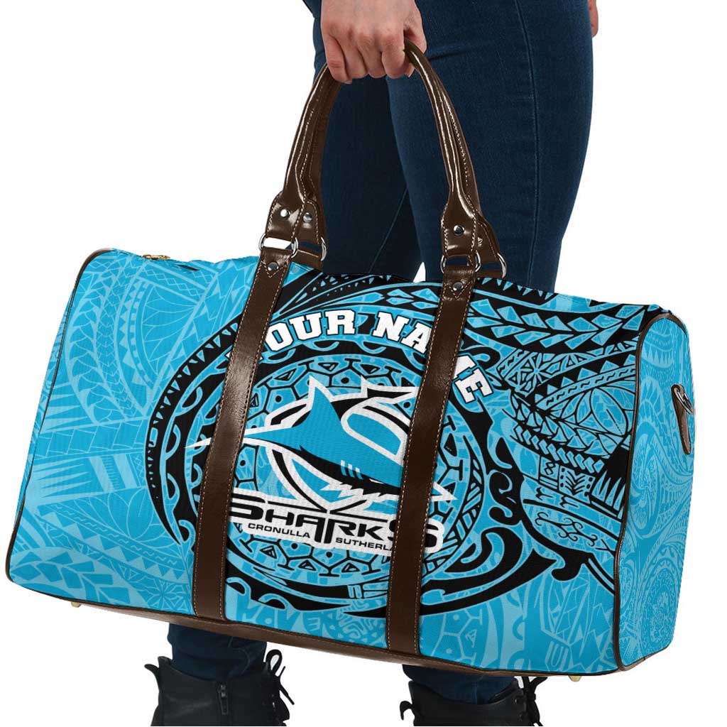 Personalized Cronulla Sutherland Sharks Travel Bag Polynesian Tribal Chest and Sleeve Tattoo