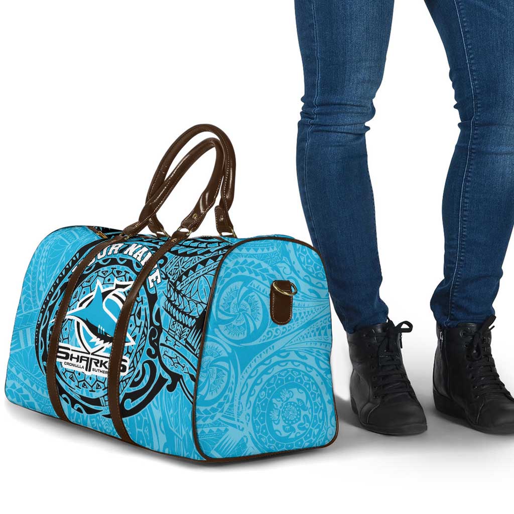 Personalized Cronulla Sutherland Sharks Travel Bag Polynesian Tribal Chest and Sleeve Tattoo