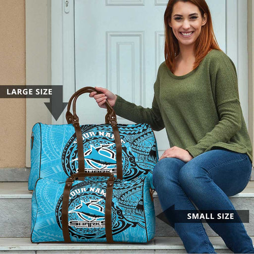 Personalized Cronulla Sutherland Sharks Travel Bag Polynesian Tribal Chest and Sleeve Tattoo