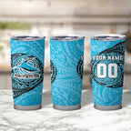 Personalized Cronulla Sutherland Sharks Tumbler Cup Polynesian Tribal Chest and Sleeve Tattoo