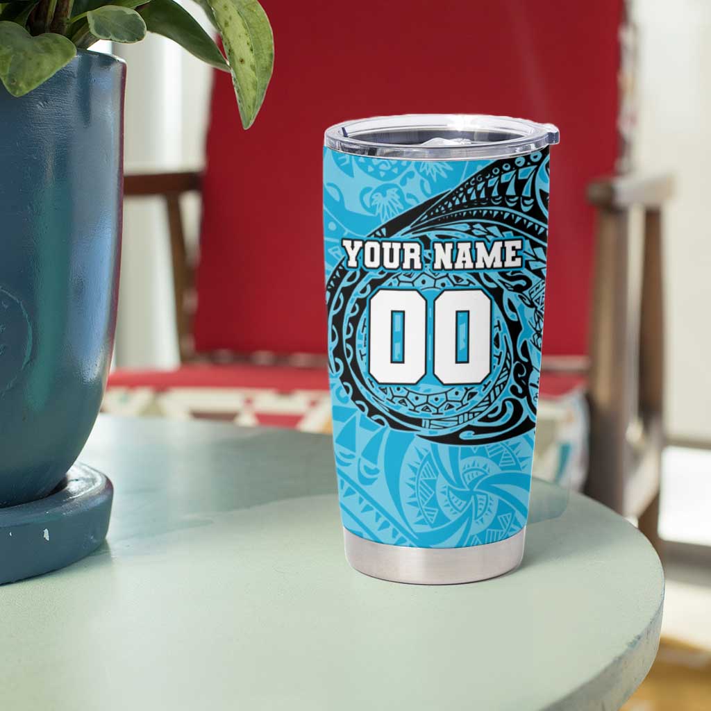 Personalized Cronulla Sutherland Sharks Tumbler Cup Polynesian Tribal Chest and Sleeve Tattoo