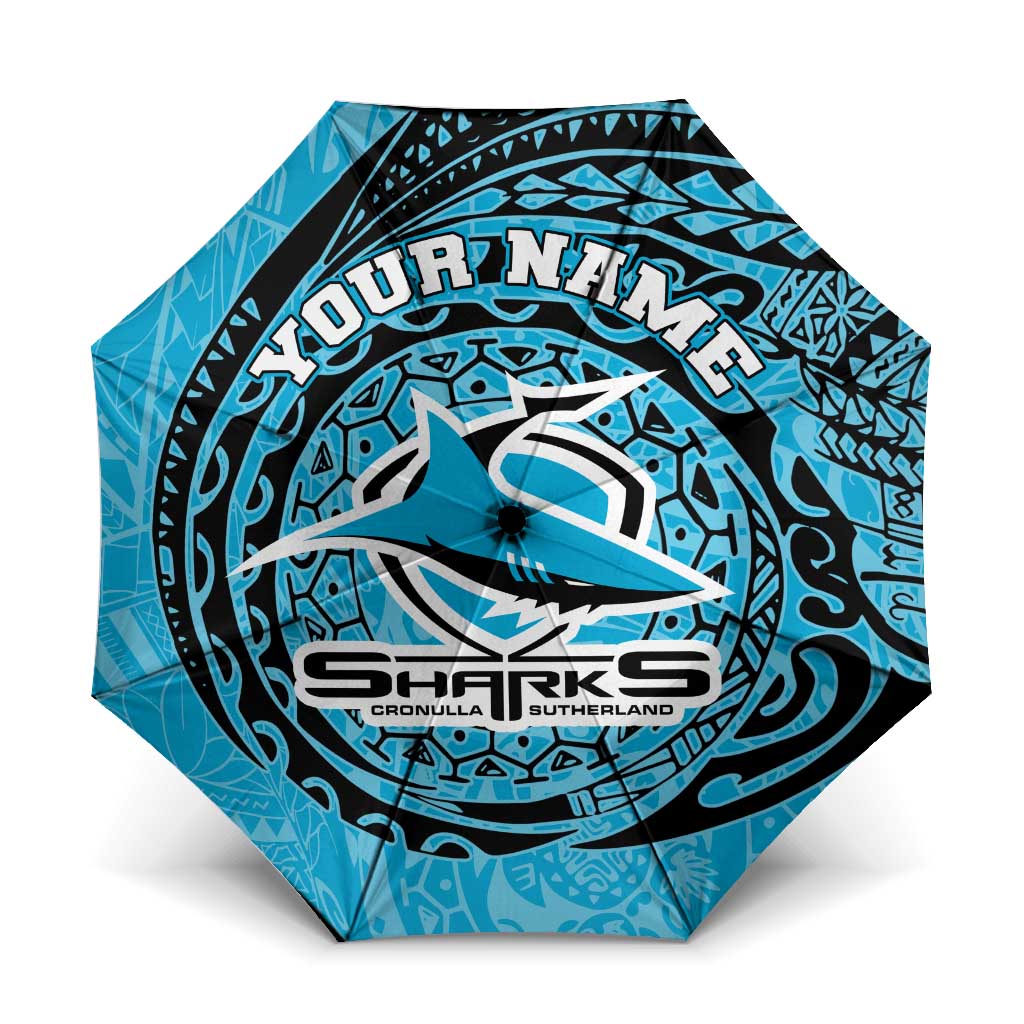 Personalized Cronulla Sutherland Sharks Umbrella Polynesian Tribal Chest and Sleeve Tattoo