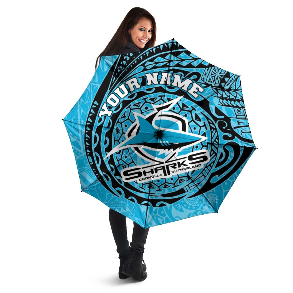 Personalized Cronulla Sutherland Sharks Umbrella Polynesian Tribal Chest and Sleeve Tattoo