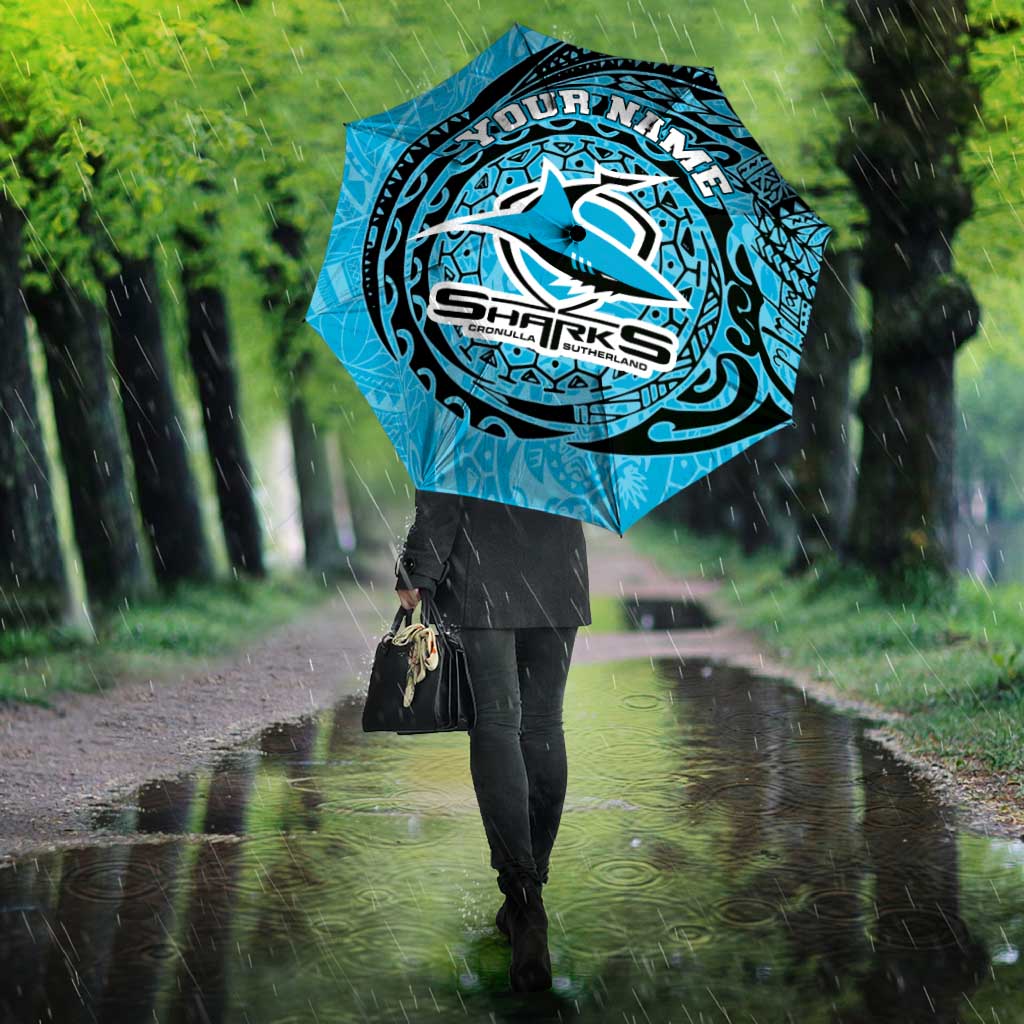Personalized Cronulla Sutherland Sharks Umbrella Polynesian Tribal Chest and Sleeve Tattoo