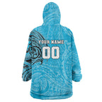 Personalized Cronulla Sutherland Sharks Wearable Blanket Hoodie Polynesian Tribal Chest and Sleeve Tattoo