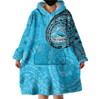 Personalized Cronulla Sutherland Sharks Wearable Blanket Hoodie Polynesian Tribal Chest and Sleeve Tattoo