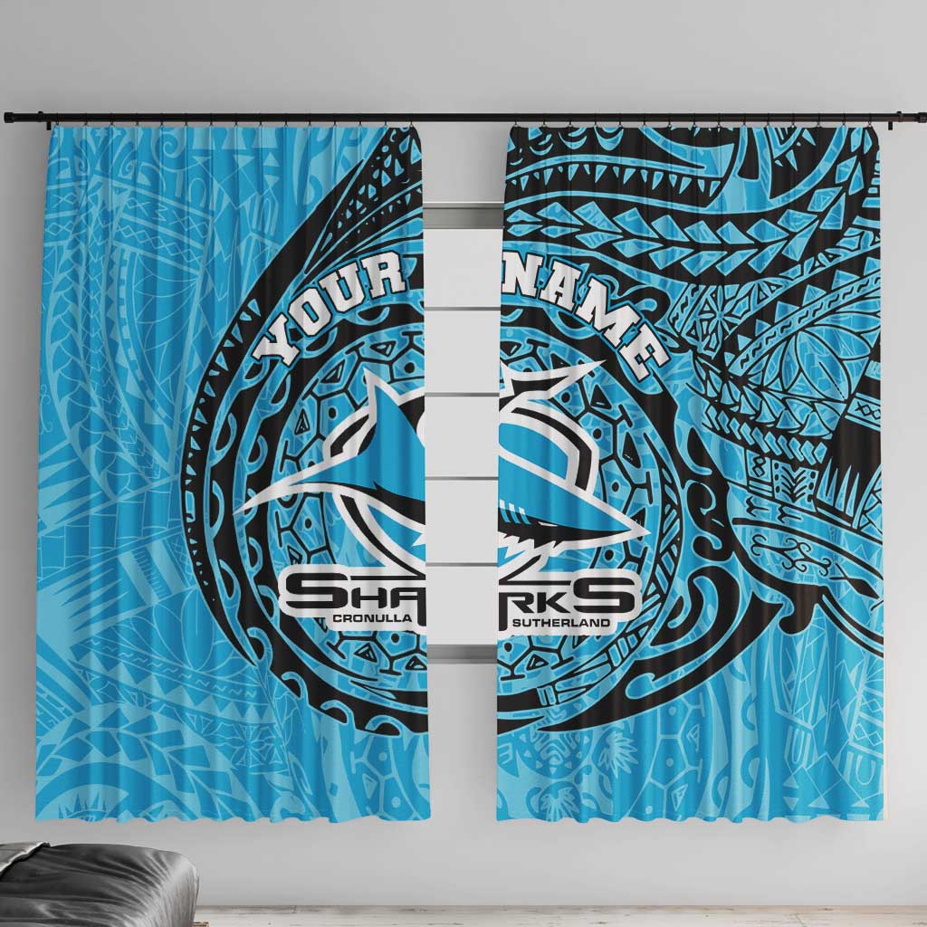 Personalized Cronulla Sutherland Sharks Window Curtain Polynesian Tribal Chest and Sleeve Tattoo