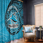 Personalized Cronulla Sutherland Sharks Window Curtain Polynesian Tribal Chest and Sleeve Tattoo