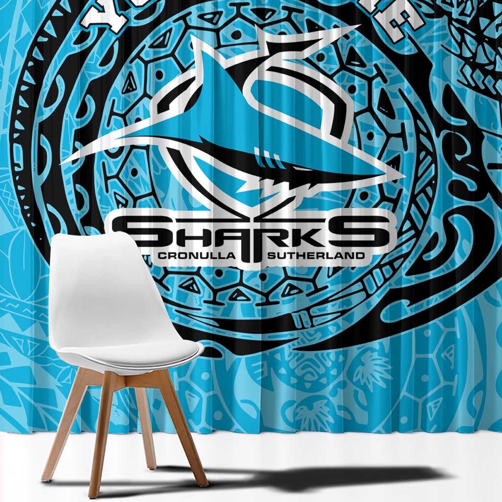 Personalized Cronulla Sutherland Sharks Window Curtain Polynesian Tribal Chest and Sleeve Tattoo