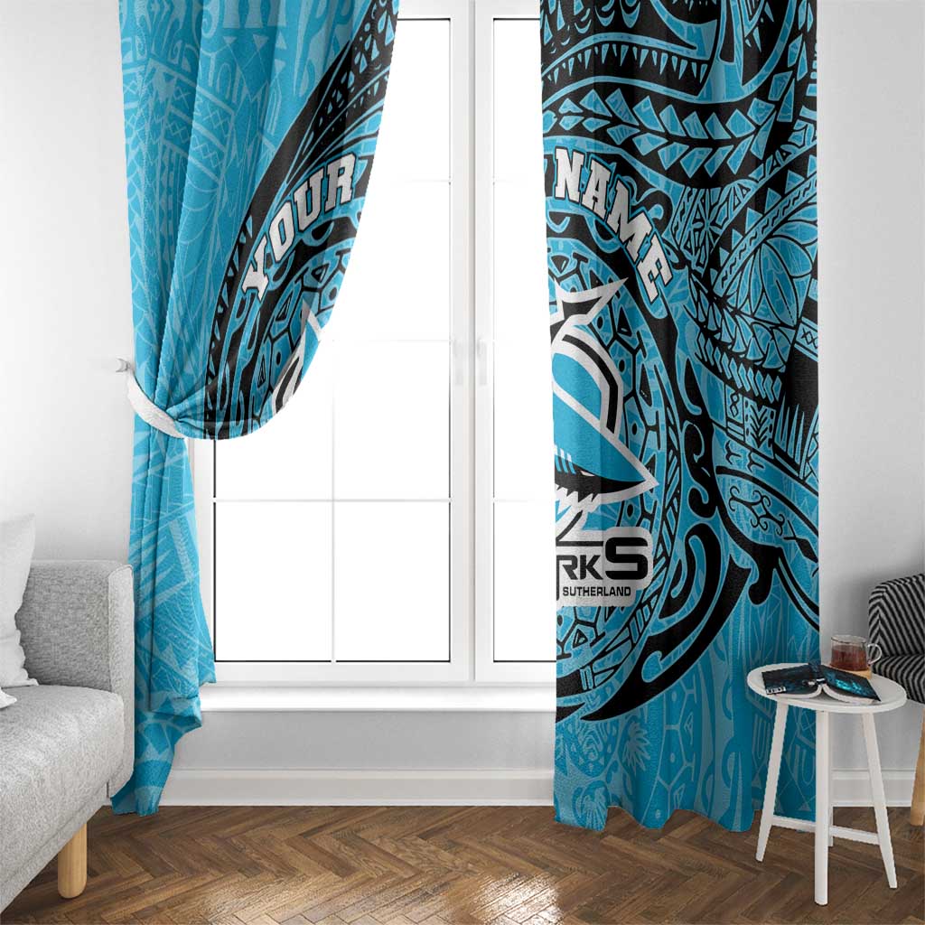 Personalized Cronulla Sutherland Sharks Window Curtain Polynesian Tribal Chest and Sleeve Tattoo