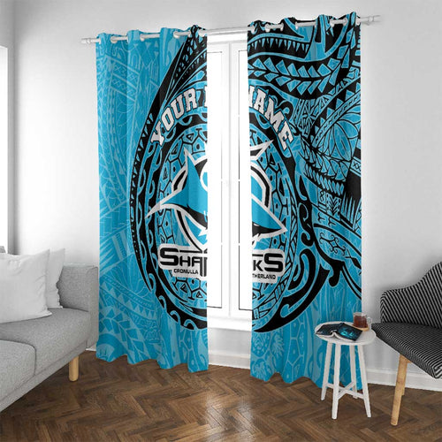 Personalized Cronulla Sutherland Sharks Window Curtain Polynesian Tribal Chest and Sleeve Tattoo