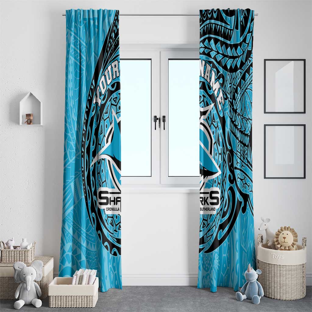 Personalized Cronulla Sutherland Sharks Window Curtain Polynesian Tribal Chest and Sleeve Tattoo