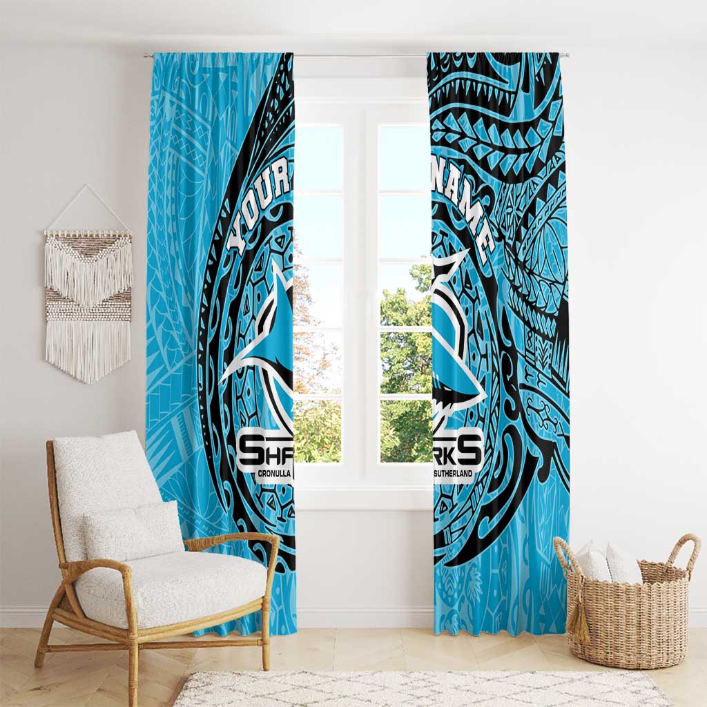 Personalized Cronulla Sutherland Sharks Window Curtain Polynesian Tribal Chest and Sleeve Tattoo