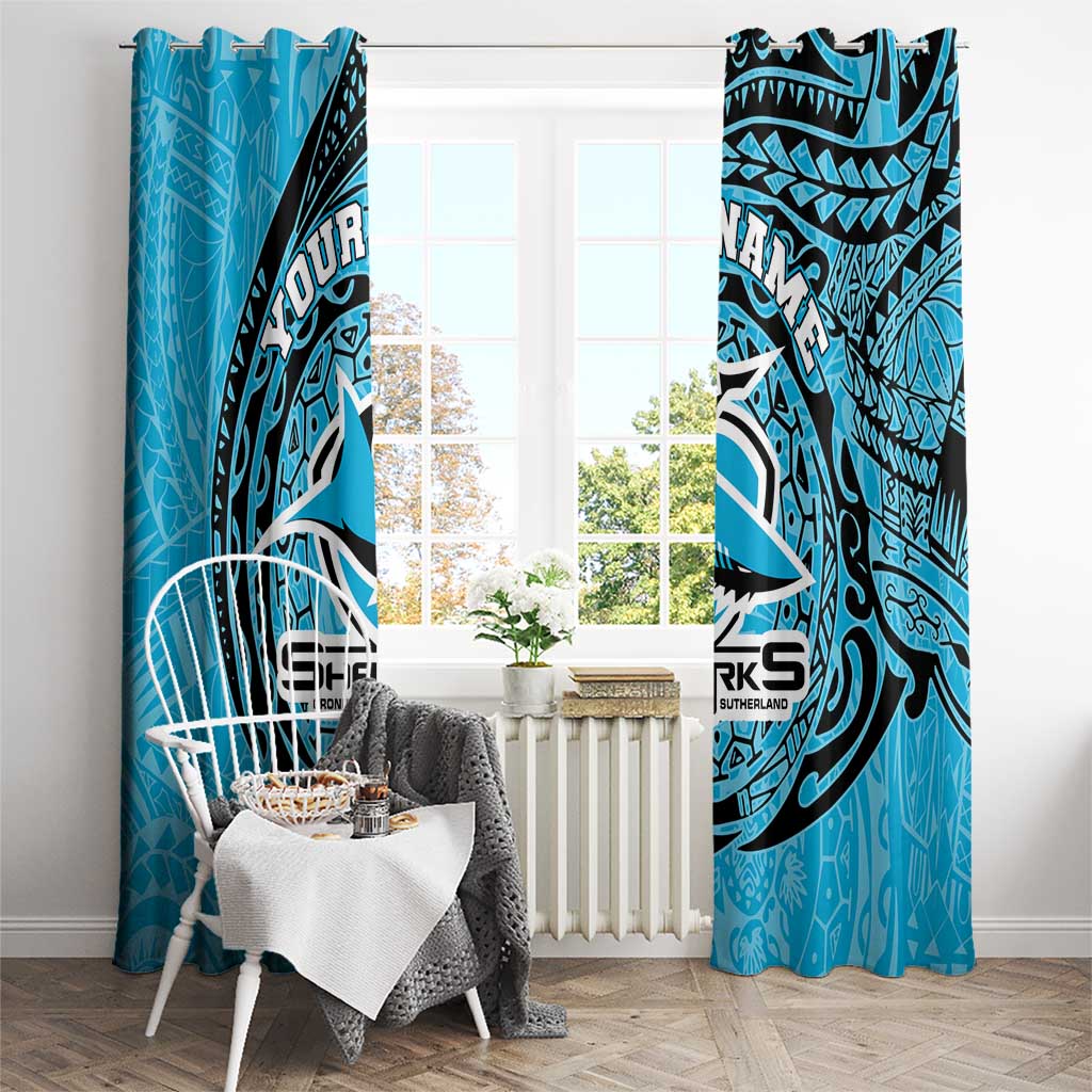 Personalized Cronulla Sutherland Sharks Window Curtain Polynesian Tribal Chest and Sleeve Tattoo