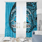Personalized Cronulla Sutherland Sharks Window Curtain Polynesian Tribal Chest and Sleeve Tattoo