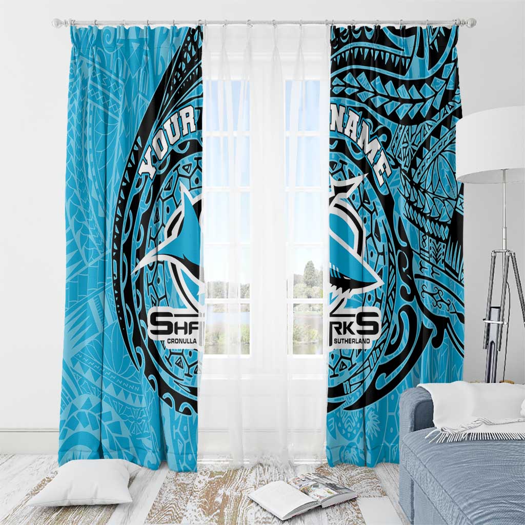 Personalized Cronulla Sutherland Sharks Window Curtain Polynesian Tribal Chest and Sleeve Tattoo