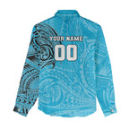 Personalized Cronulla Sutherland Sharks Women Casual Shirt Polynesian Tribal Chest and Sleeve Tattoo