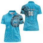 Personalized Cronulla Sutherland Sharks Women Polo Shirt Polynesian Tribal Chest and Sleeve Tattoo