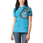 Personalized Cronulla Sutherland Sharks Women Polo Shirt Polynesian Tribal Chest and Sleeve Tattoo