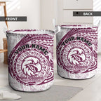 Personalized Manly Warringah Sea Eagles Laundry Basket Polynesian Tribal Chest and Sleeve Tattoo