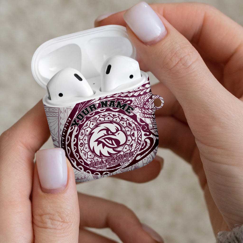 Personalized Manly Warringah Sea Eagles AirPods Case Polynesian Tribal Chest and Sleeve Tattoo